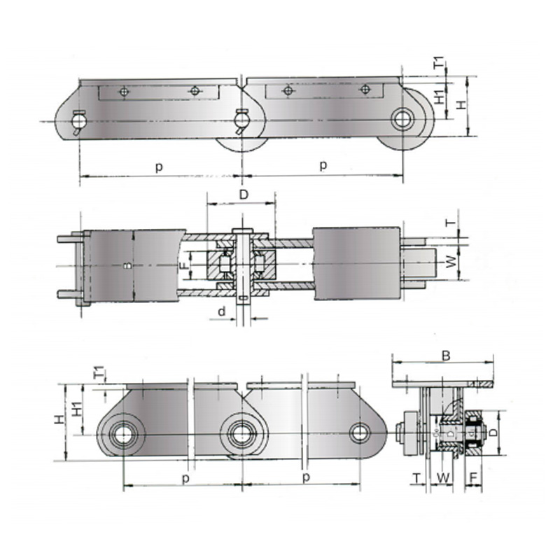 Metallurgisk Heavy duty flat topp transportørkjede
